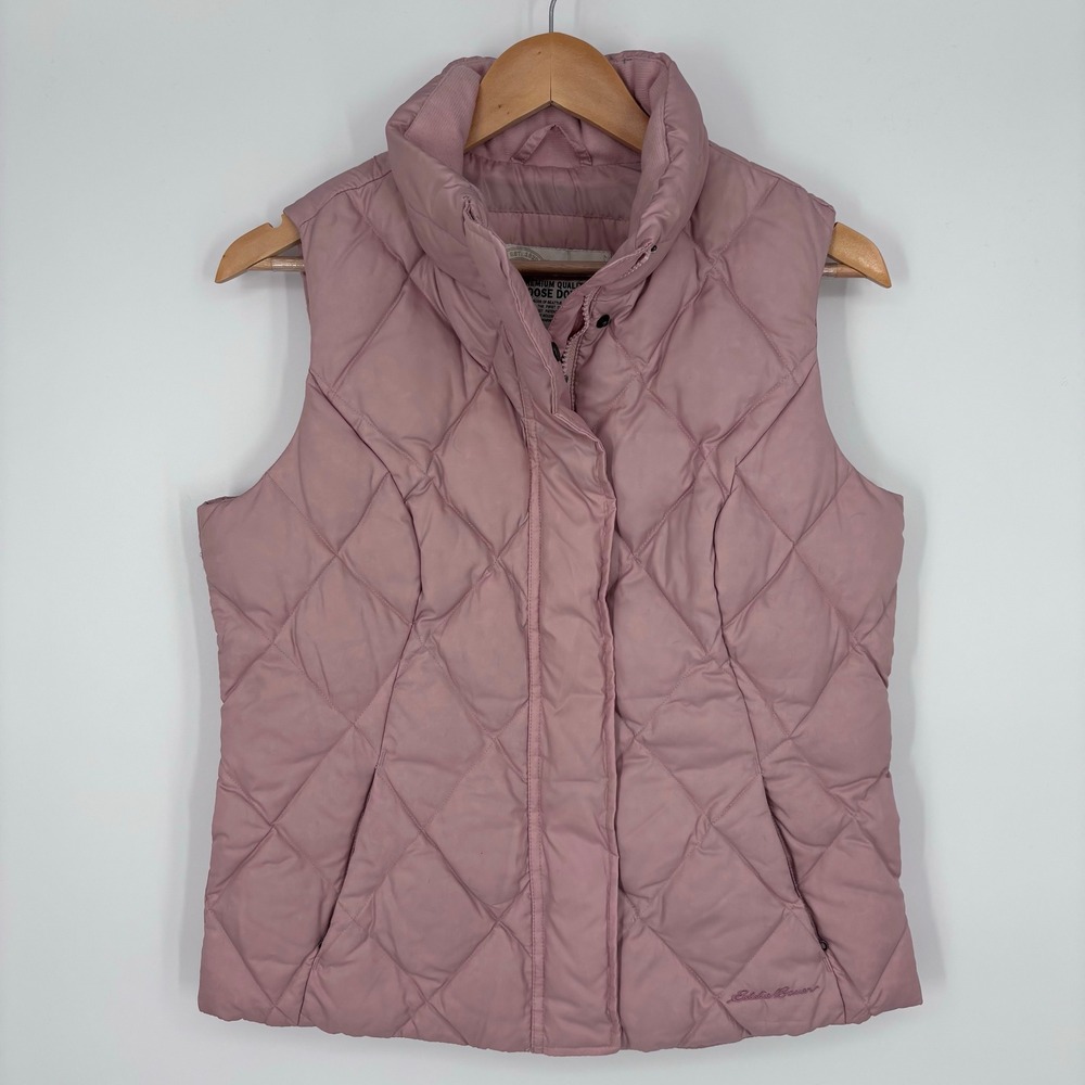 Eddie Bauer Goose Down Quilted Puffer Vest Womens S Mauve Pink Outdoor Hiking
